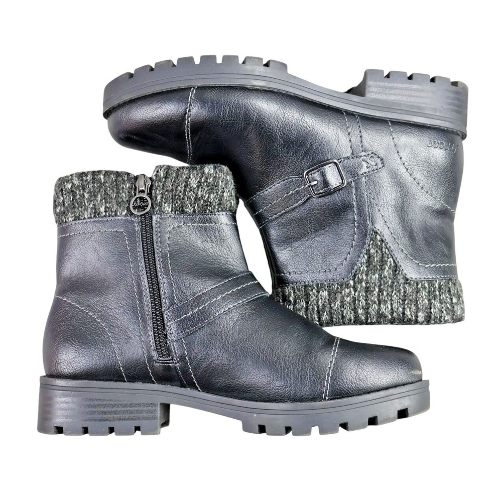 J Sport Violet Boots Womens 7 Black Faux Leather Ankle S5VLT01